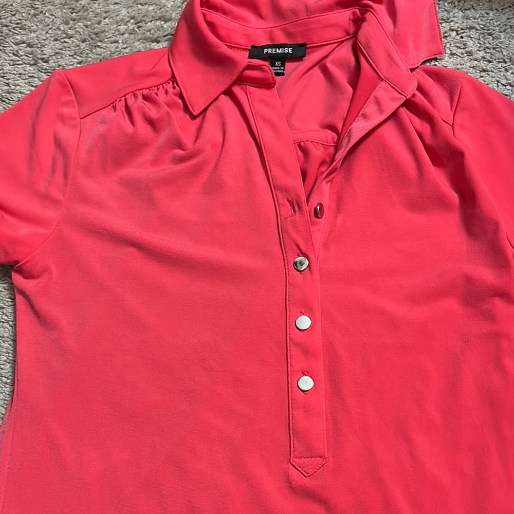 Premise Pink Button Down Polo Shirt
